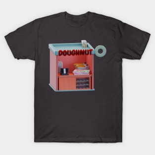 3d rendered isometric doughnut shop perfect for design project T-Shirt